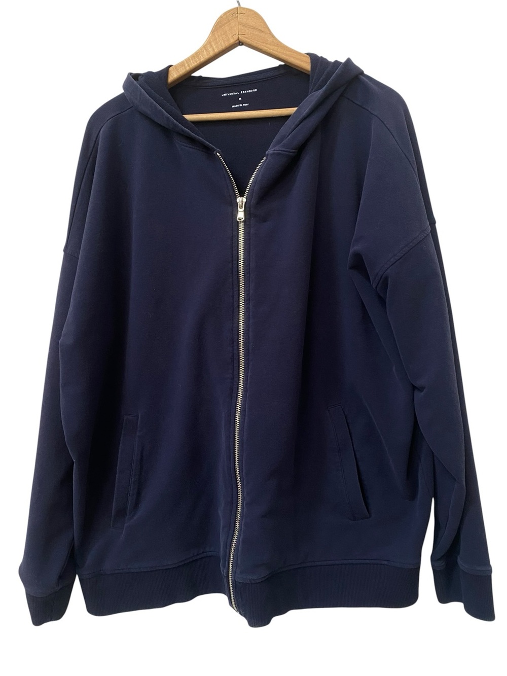 Universal Standard Navy Blue Zip Hoodie Hooded Sweatshirt size M 18 20